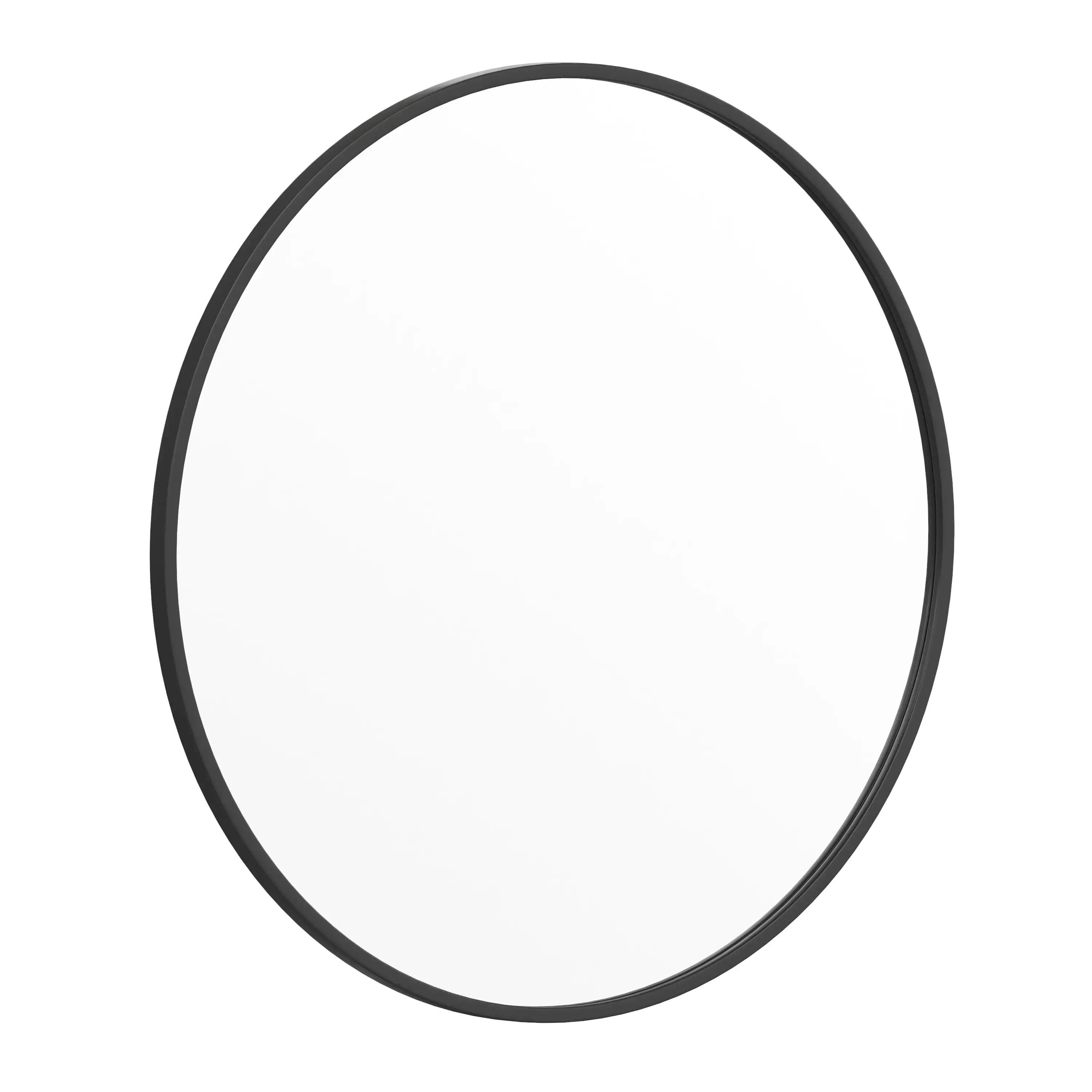 Modern 30" Black Round Wall Mounted Mirror with Backlight - Elegant Decor for Bathroom & Home