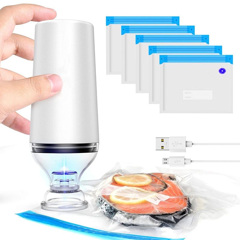 Electric Vacuum Sealer Pump with Reusable Sous Vide Storage Bags