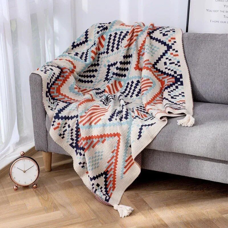 Bohemian Nordic Knitted Blanket