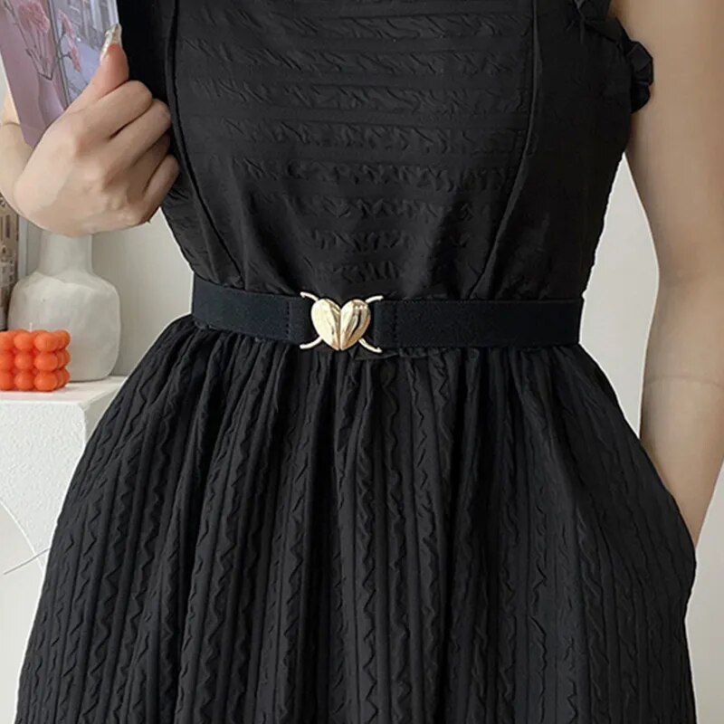 Chic Heart-Shaped Buckle Elastic Waist Belt for Women