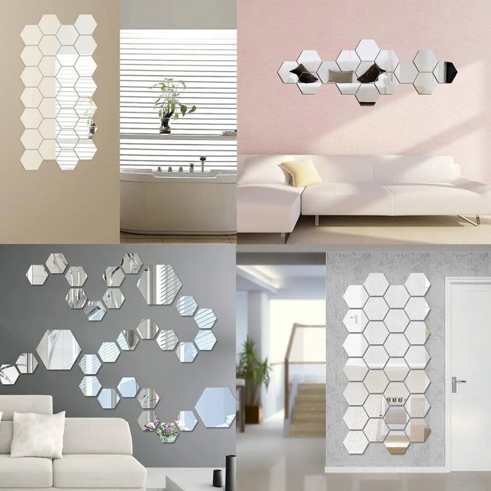 Hexagon 3D Mirror Wall Stickers