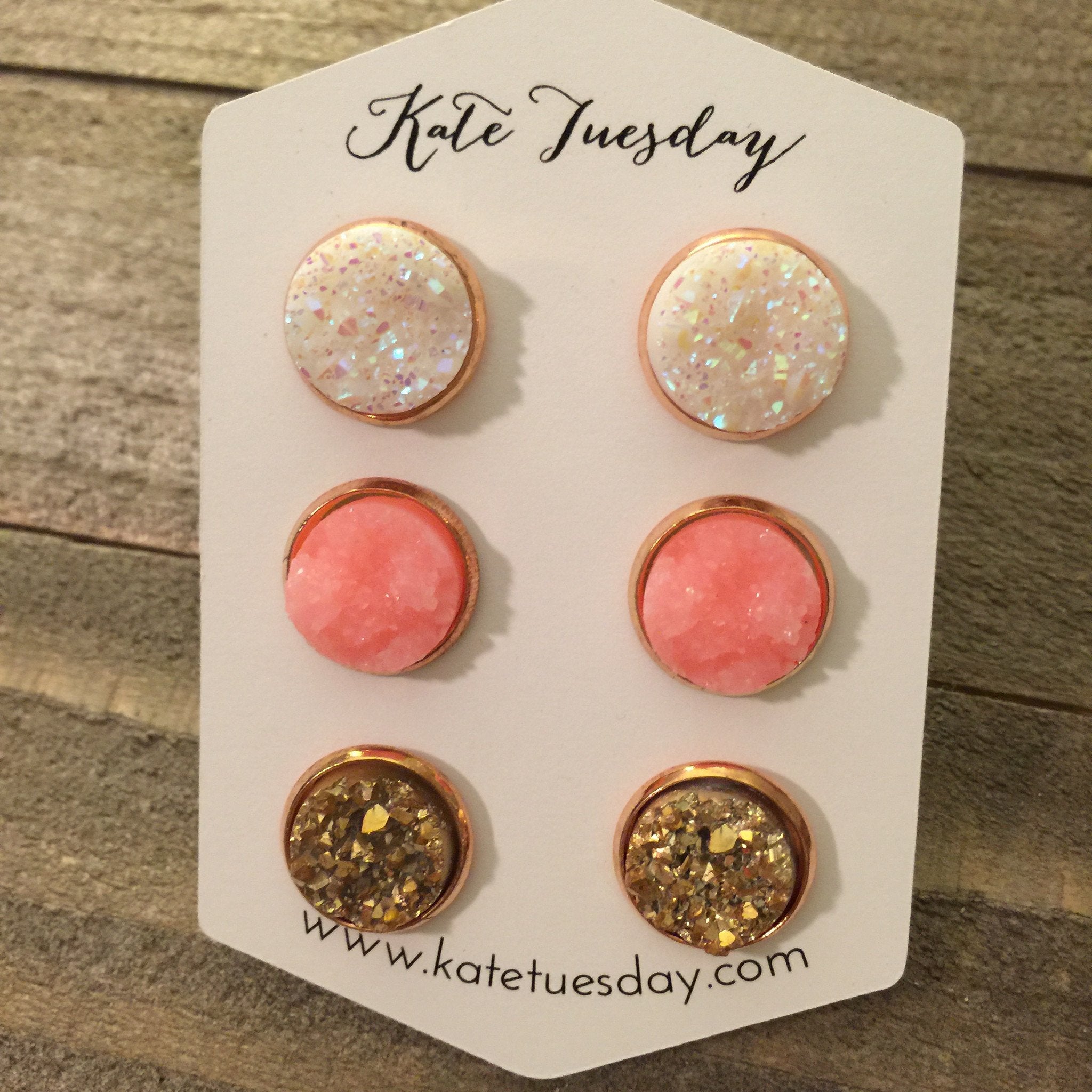 Bethany Set of 12mm Druzy Earrings | Olive Felix