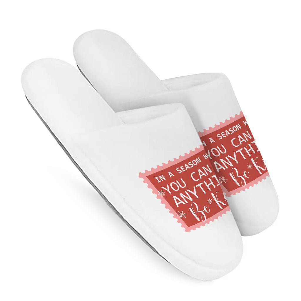 Be Kind Memory Foam Slippers - Christmas Quotes Slippers - X-mas Slippers