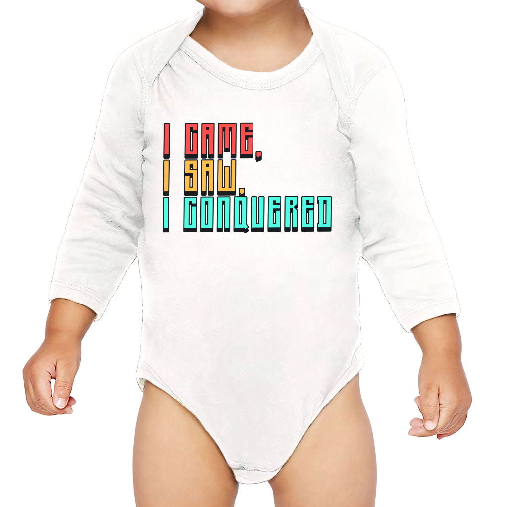 I Came I Saw I Conquered Baby Long Sleeve Onesie - Cool Baby Long Sleeve Bodysuit - Best Selling Baby One-Piece