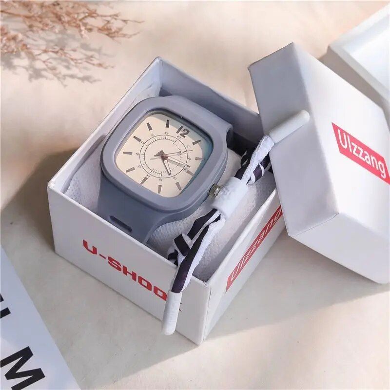 Korean Style Quartz Square Wristwatch