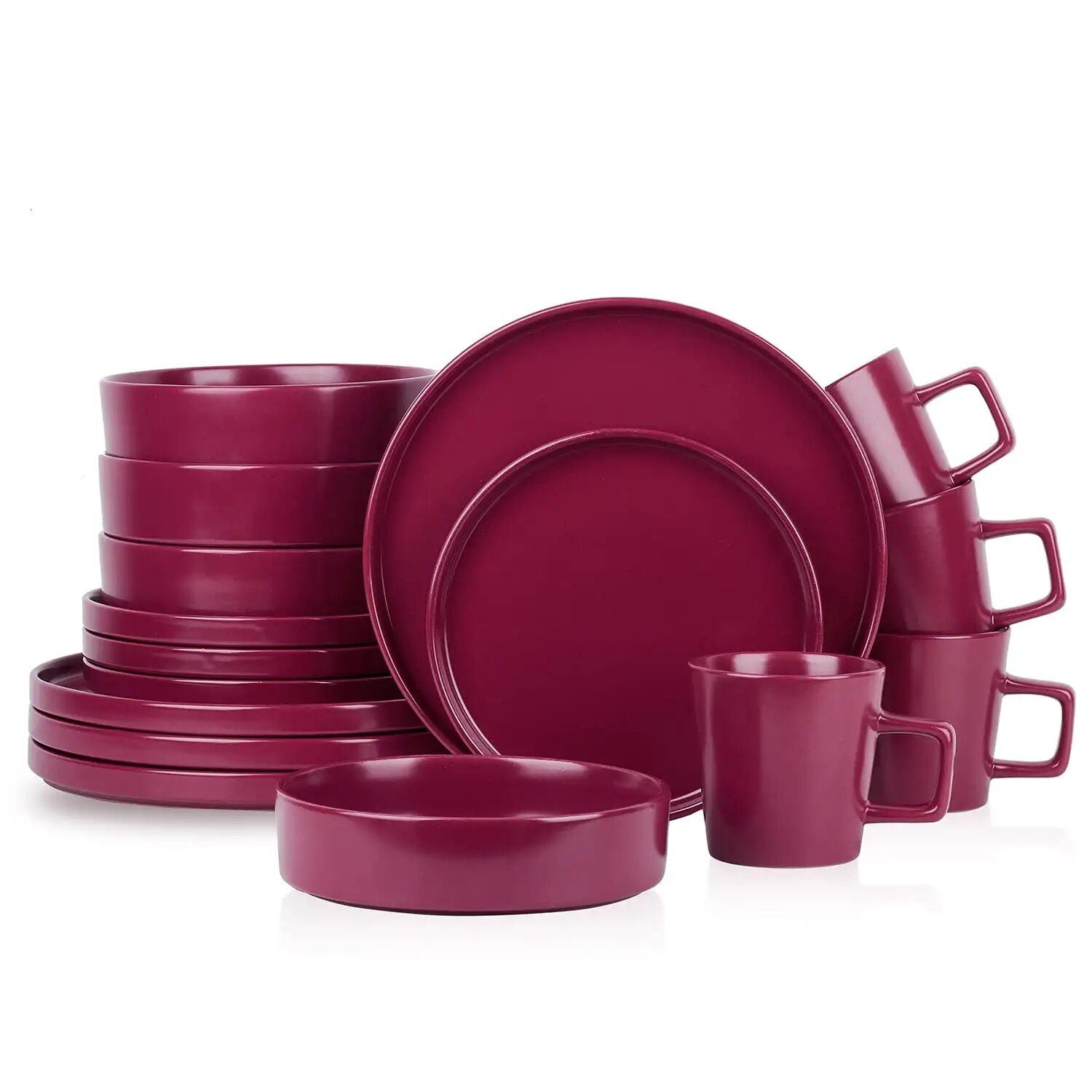 Stoneware Dinnerware Set, 16-Piece, Service for 4, Vibrant Yellow