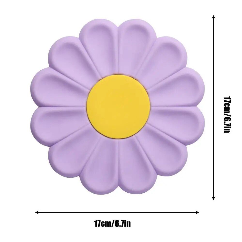 Heat-Resistant Silicone Daisy Pot Mat - Multi-Use Trivet and Countertop Protector