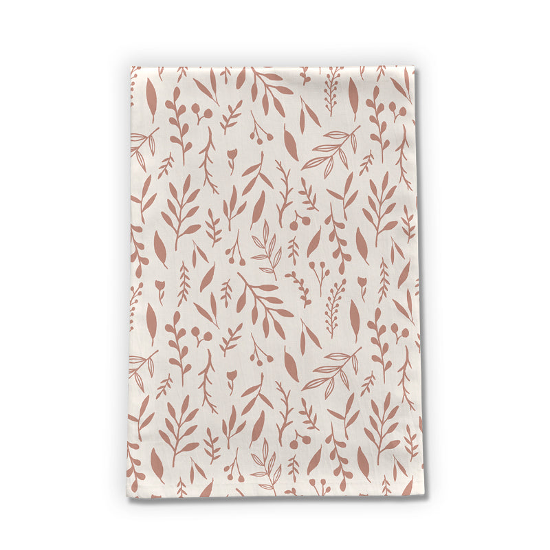 Pink Falling Leaves Tea Towel