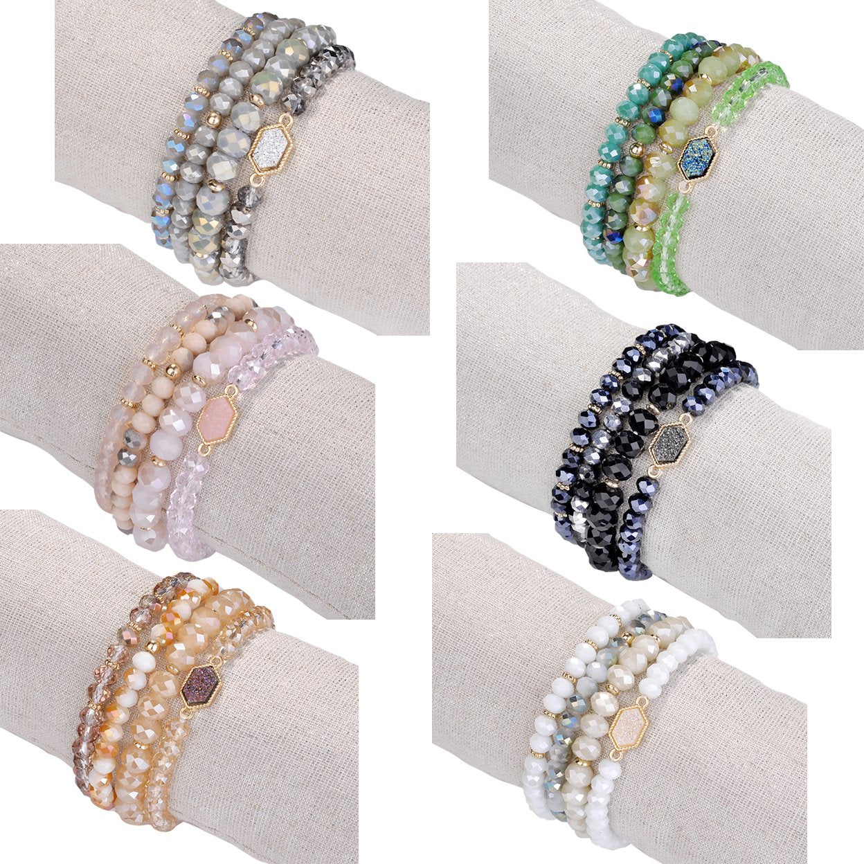 Arm Candy Natural Stone And Glass Crystal Bracelets