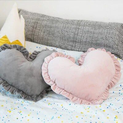 Charming Soft Pink Heart-Shaped Velvet Cushion