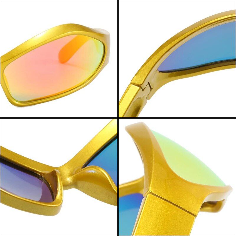 Y2K Cyberpunk Fashion Sunglasses with UV400 Mirror Lenses for Men and Women