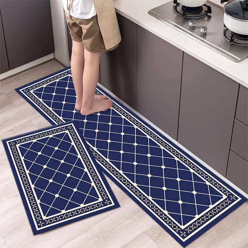 Geometric Polyester Kitchen Rug