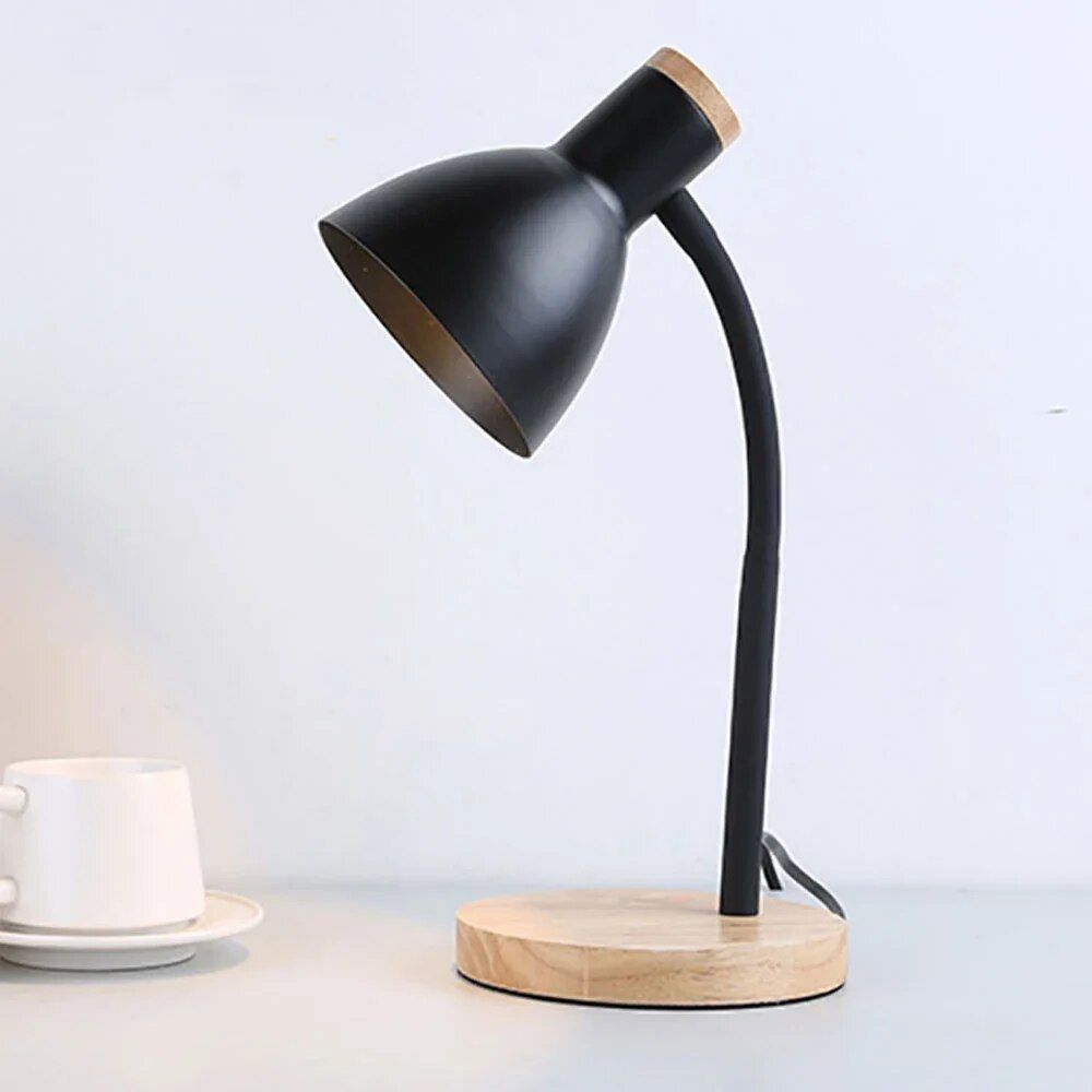 Modern Nordic-Style Wooden Desk Lamp with LED Flex Lighting for Home & Office