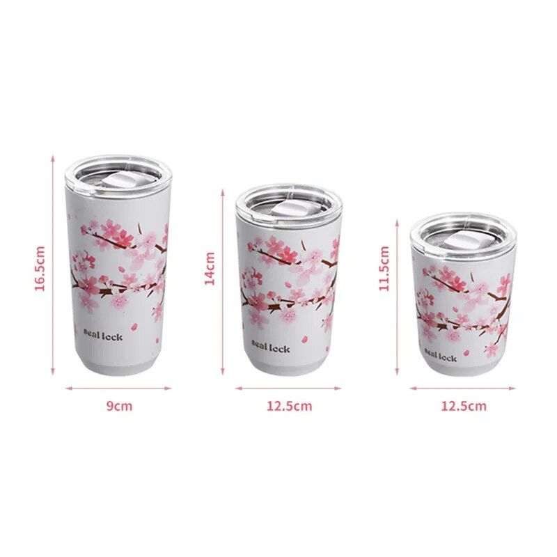 Cherry Blossom Stainless Steel Thermal Mug - Leak-Proof, Double Wall Insulated Coffee & Tea Tumbler