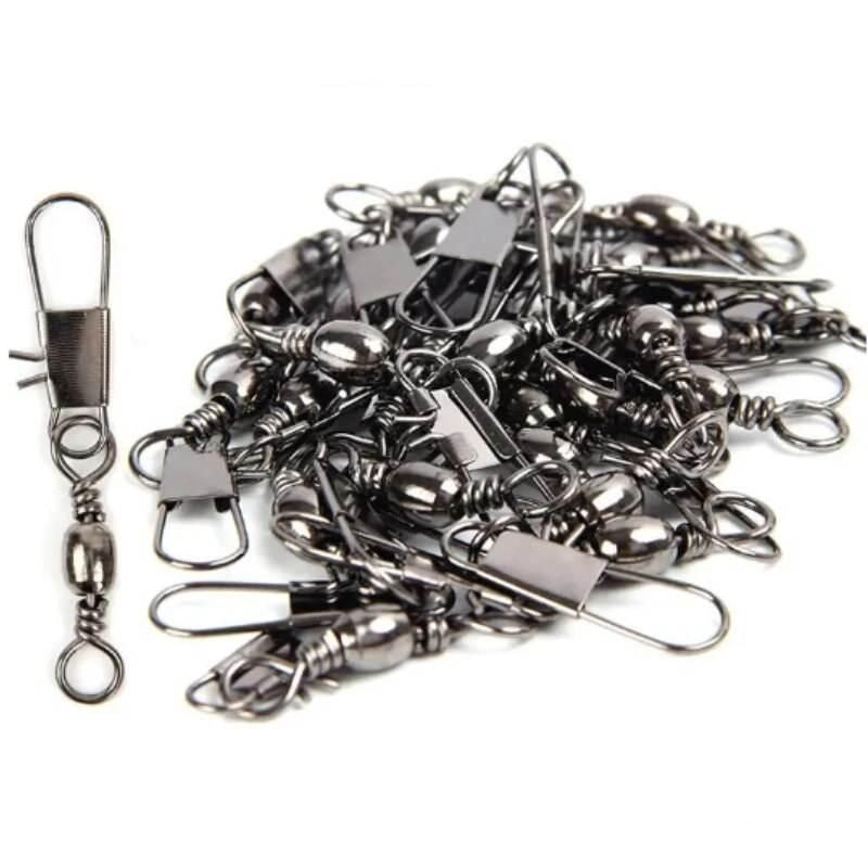 100-Pack Multipurpose Steel Alloy Fishing Swivels with Snap Fastlock