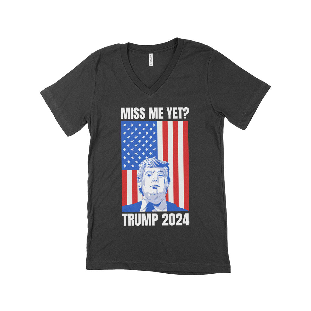 V-Neck Donald J Trump T-Shirt - Trump Flag T-Shirt