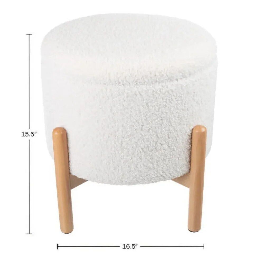 Elegant White Round Ottoman with Storage