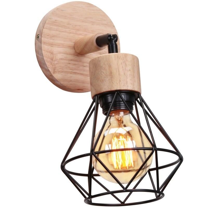 Chic Retro-Modern Iron & Wood Wall Sconce