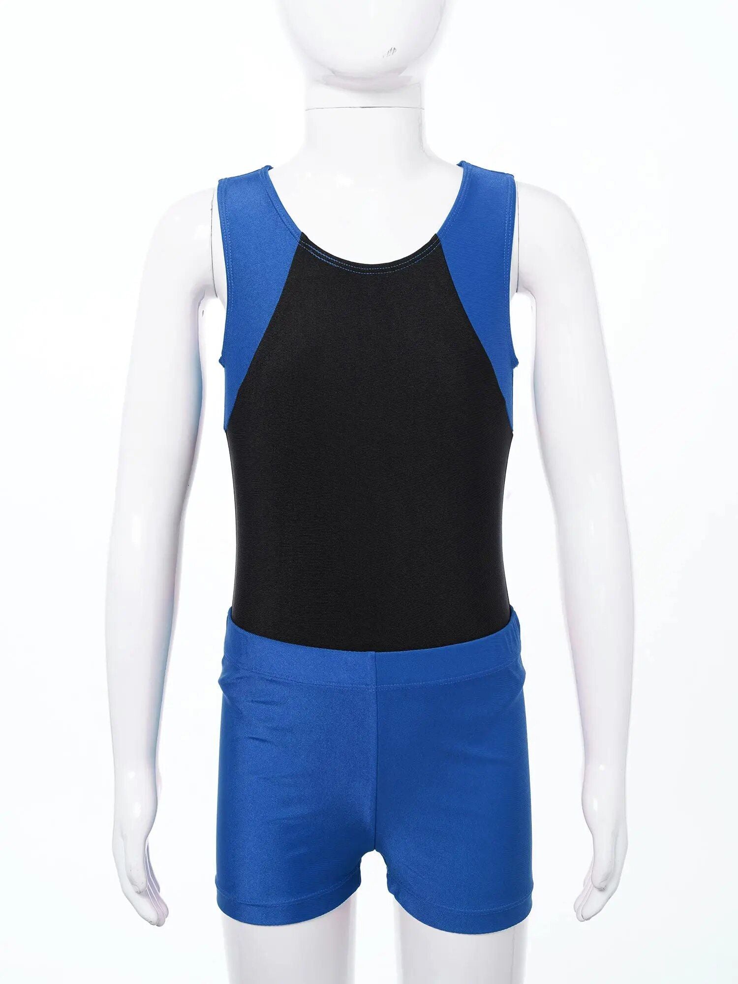 Boys Gymnastics Sleeveless Bodysuit & Shorts Set - Quick-Dry, Stretchy, Active Training Gear