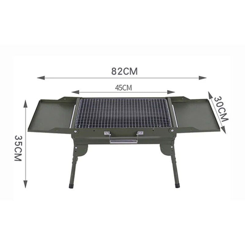 Large Portable Charcoal BBQ Grill - Foldable Outdoor Stove for Camping and Picnic, Ideal for 3-5 People