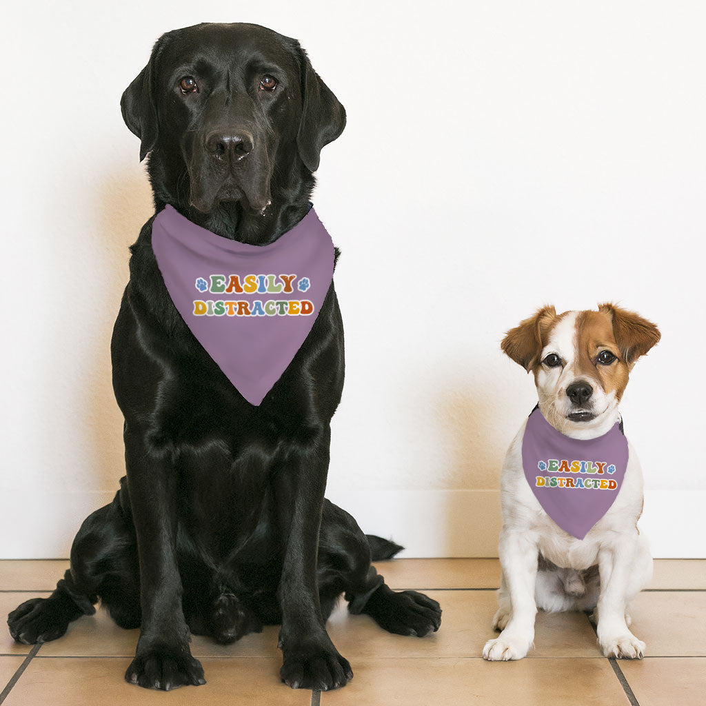 Easily Distracted Pet Bandana Collar - Themed Scarf Collar - Colorful Dog Bandana