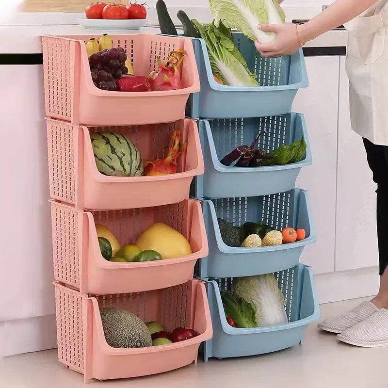 Multi-Layer Kitchen Storage Rack - Space-Saving Vegetable and Household Organizer