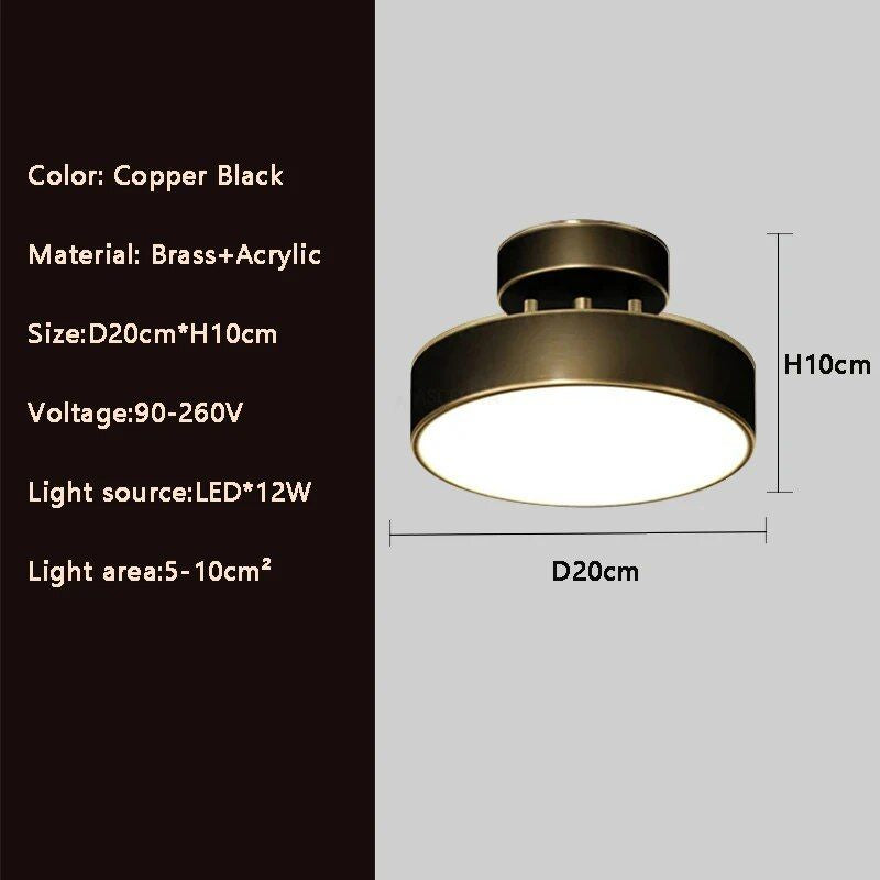 Elegant Copper Nordic Ceiling Light - Modern LED for Hallway, Aisle, and Balcony