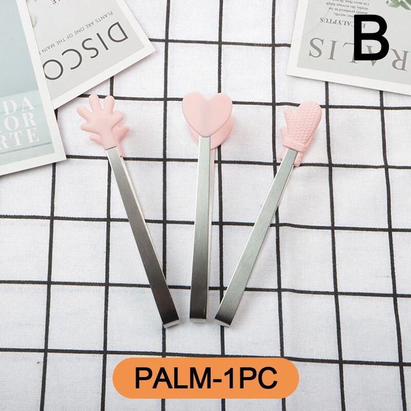 Creative Small Palm Heart Silicone Food Tongs