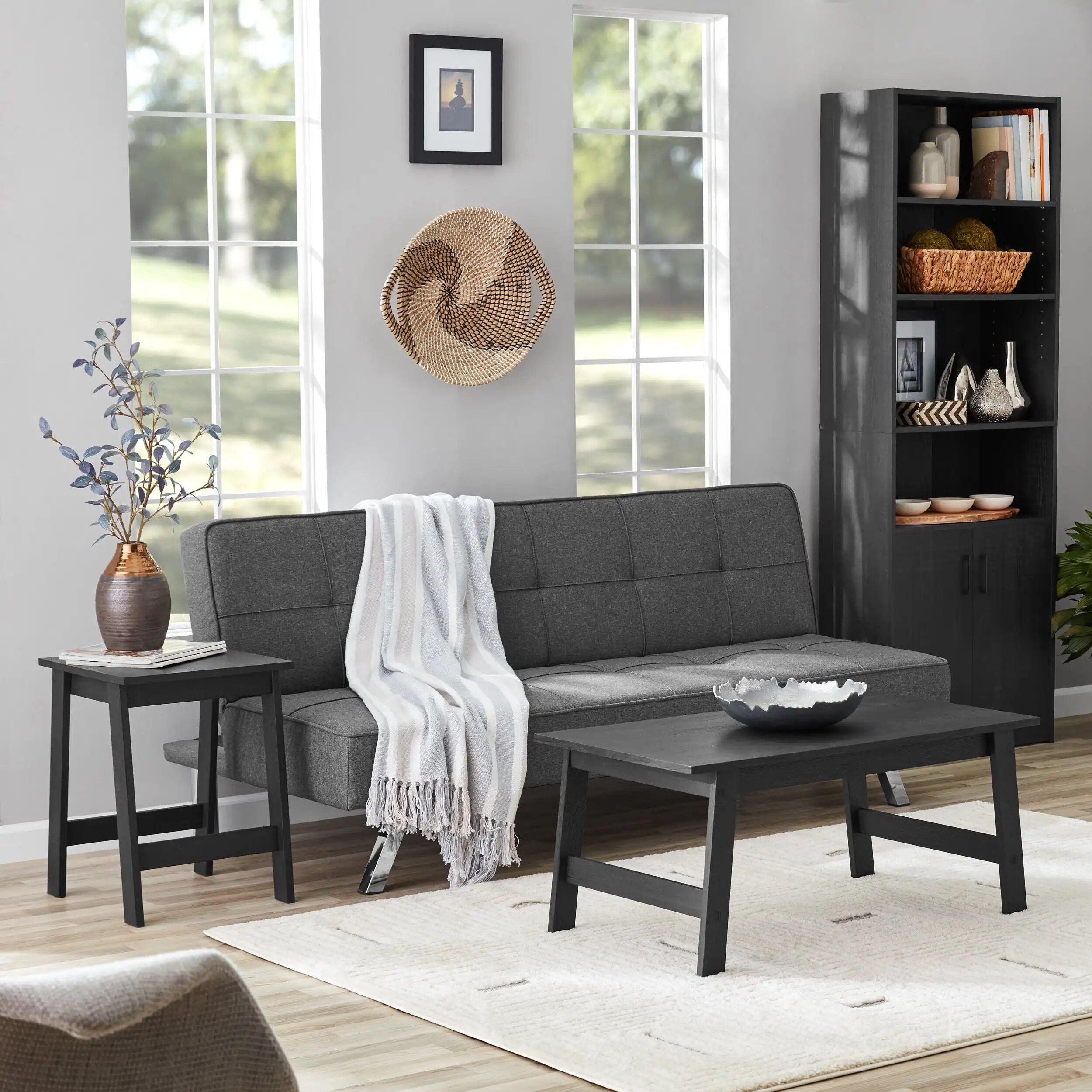 Modern Minimalist Black Rectangle Coffee Table