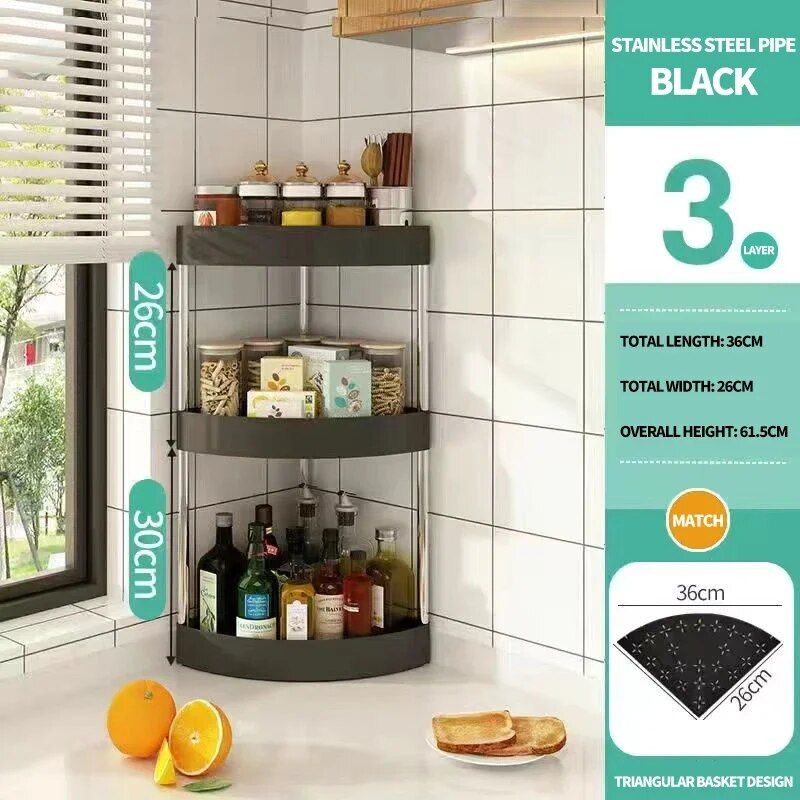 Space-Saving 3-Tier Corner Storage Rack