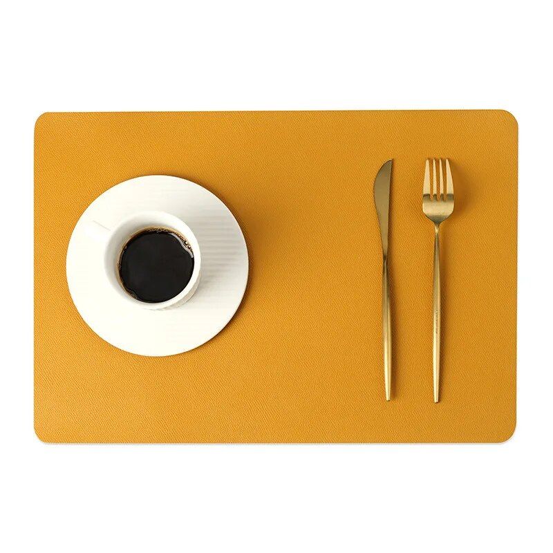 Elegant Double-Sided Leather Table Mat - Waterproof, Heat-Resistant Placemat for Dining Elegance