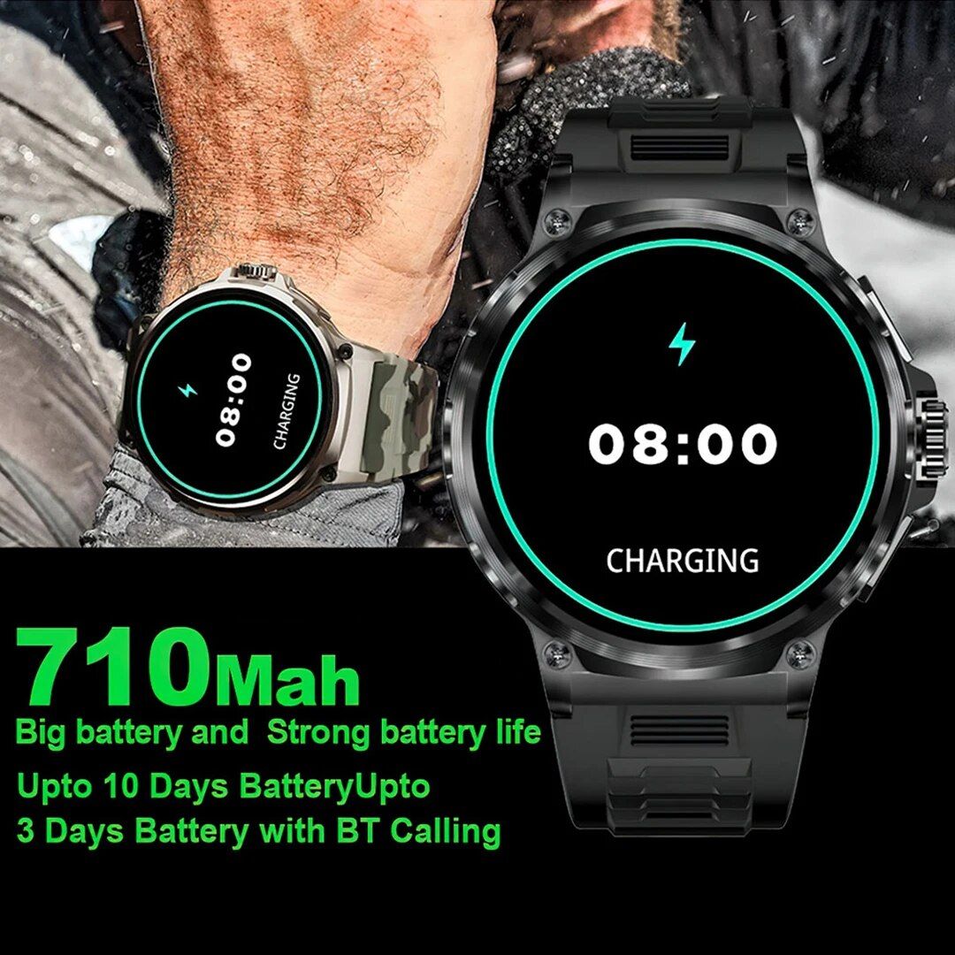 Ultra HD Display Men's Smartwatch with 1.85" Screen, 710mAh Battery, and 400+ Watch Faces for Android & iOS