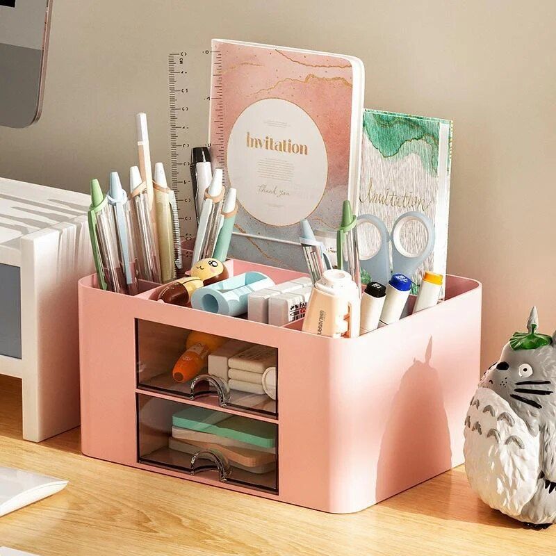 Compact Multifunctional Desk Organizer with Drawers