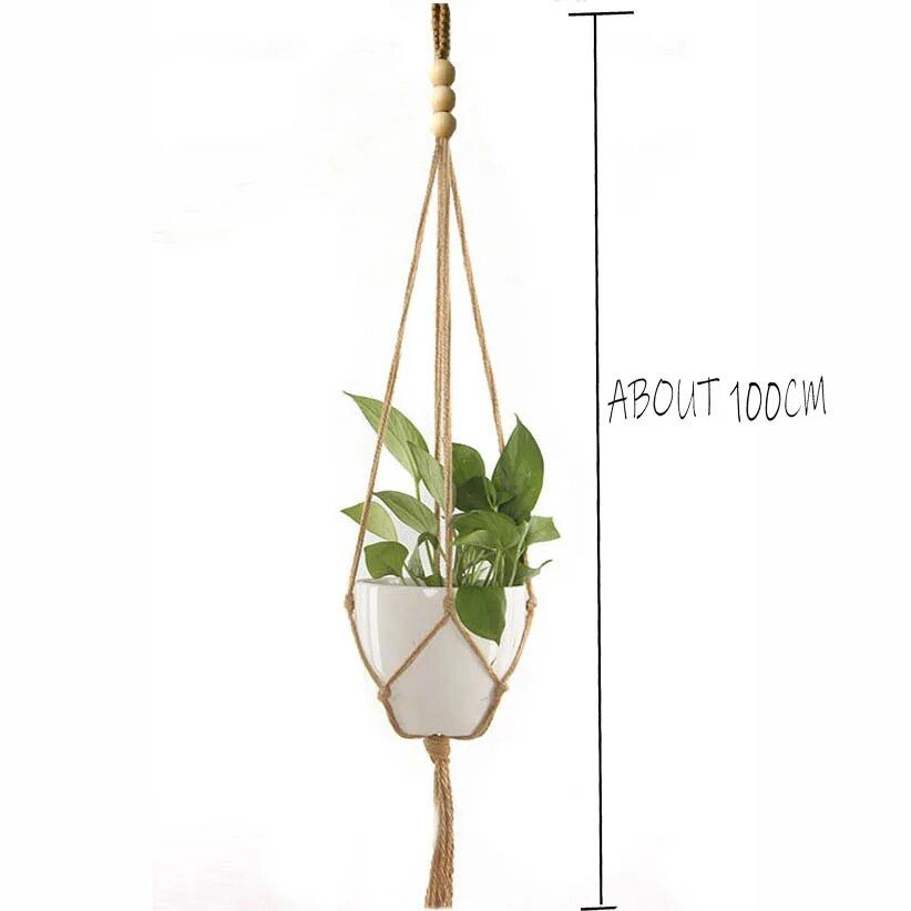 Eco-Friendly Macrame Jute Plant Hanger with Linen Pot Holder and Tray