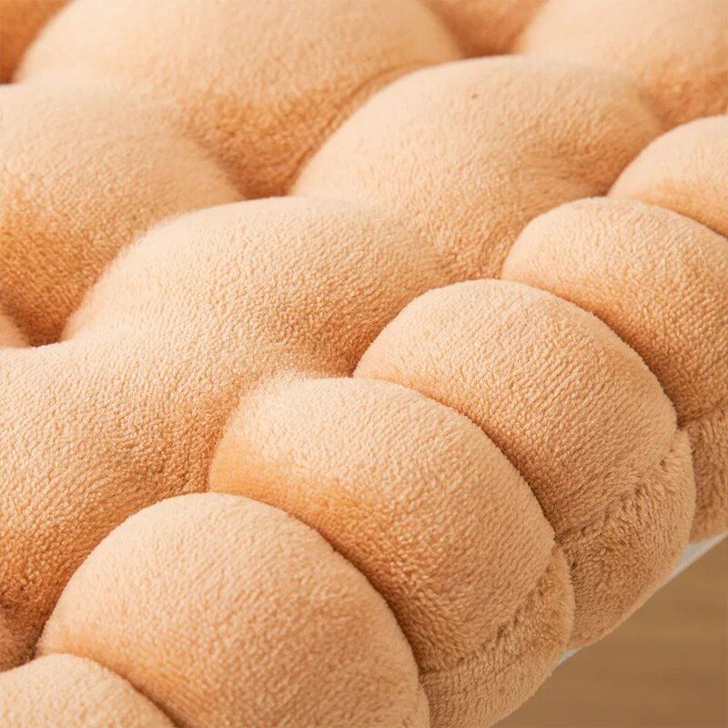 Cozy Biscuit-Shaped Plush Cushion