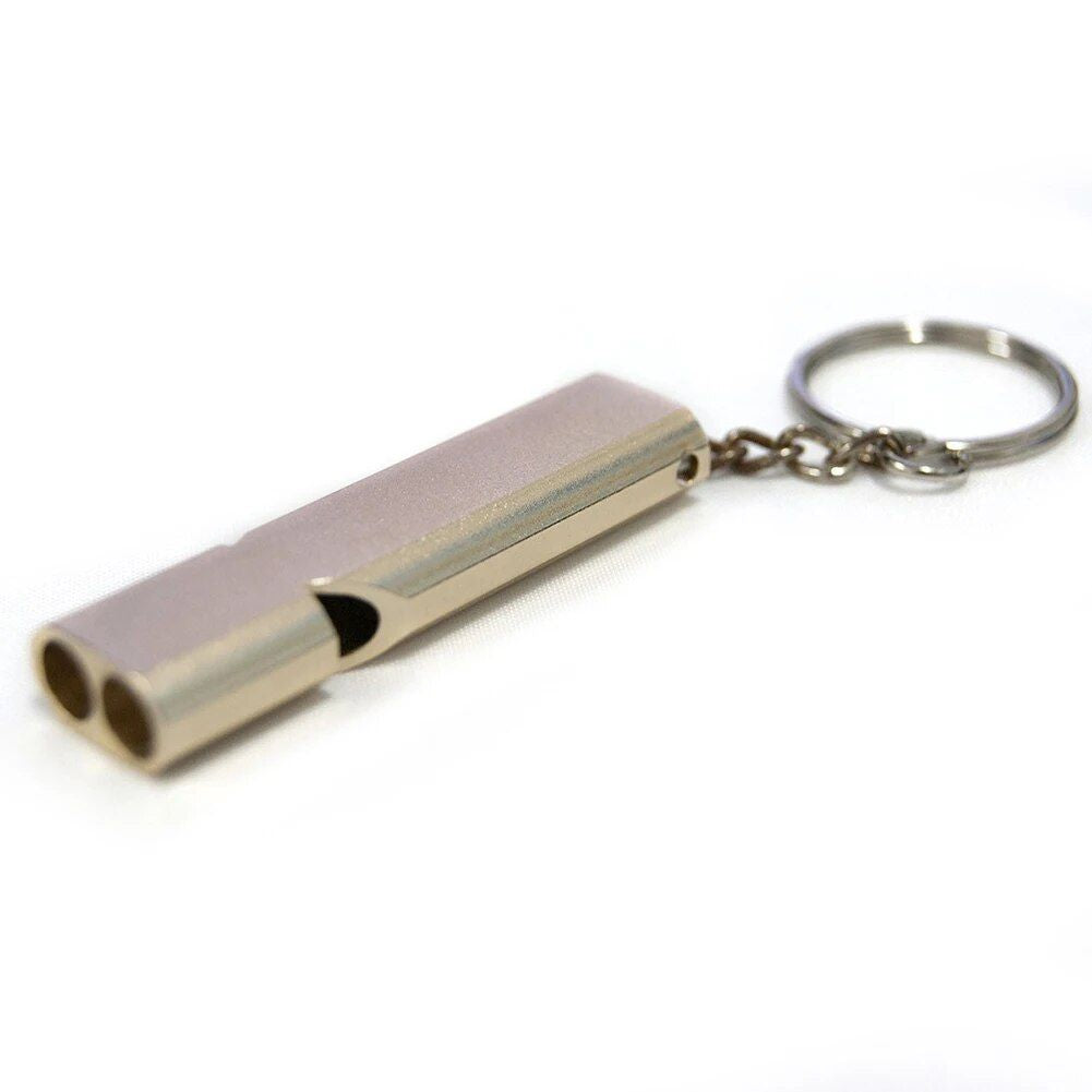 High-Decibel Twin-Tube Aluminum Alloy Outdoor Survival Whistle