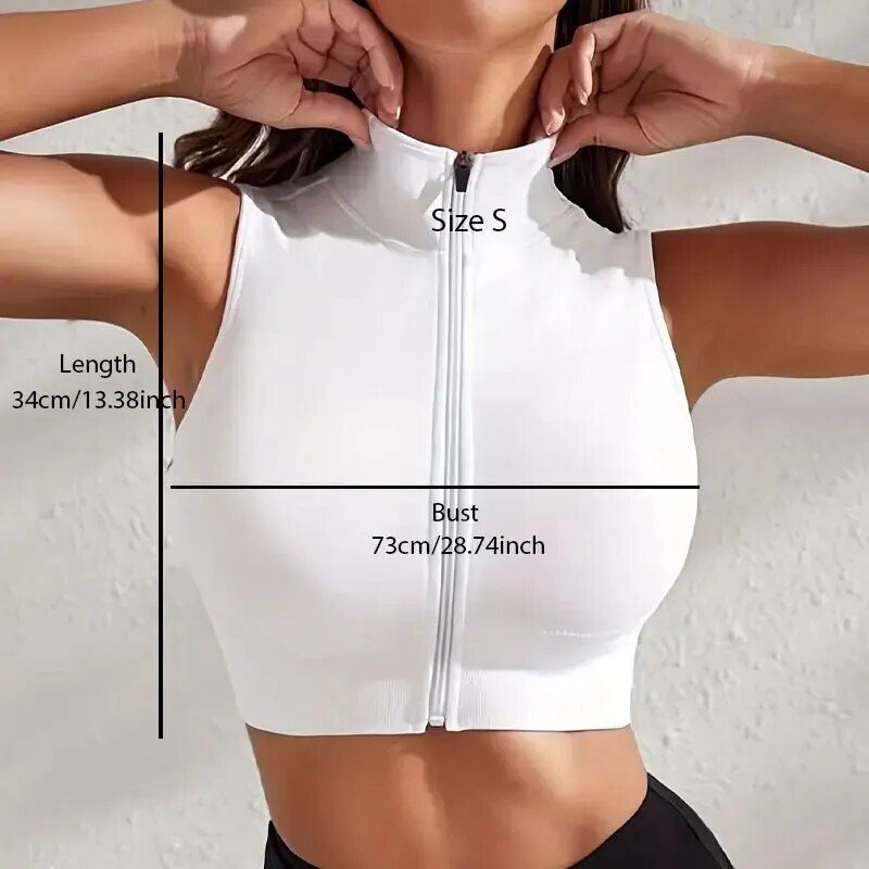 Women's Breathable Nylon Yoga Fitness Set with 2 Zipper Vest Tops