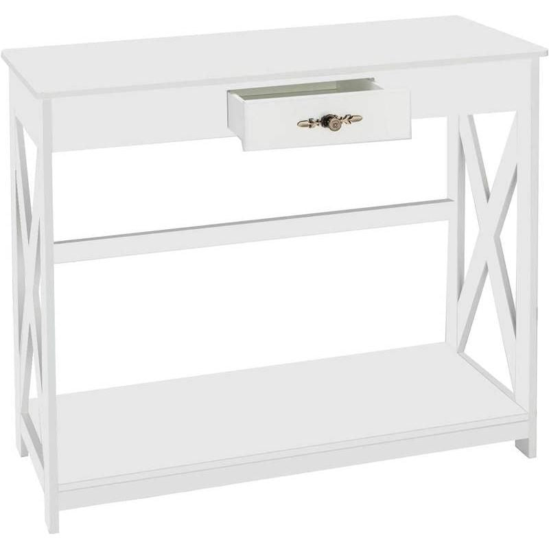 Elegant Farmhouse Console Table with Drawer and Shelf