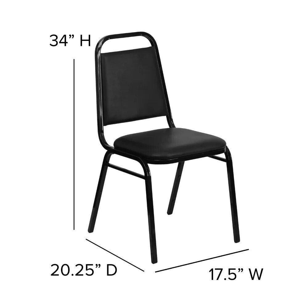 Elegant Black Vinyl Trapezoidal Banquet Chair - High Capacity, Stackable & Versatile