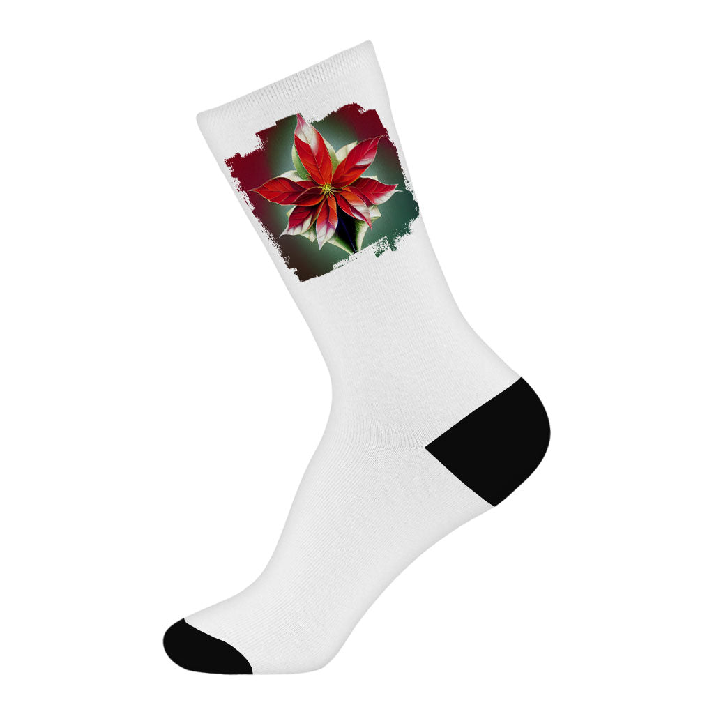 Flower Graphic Socks - Beautiful Novelty Socks - Printed Crew Socks