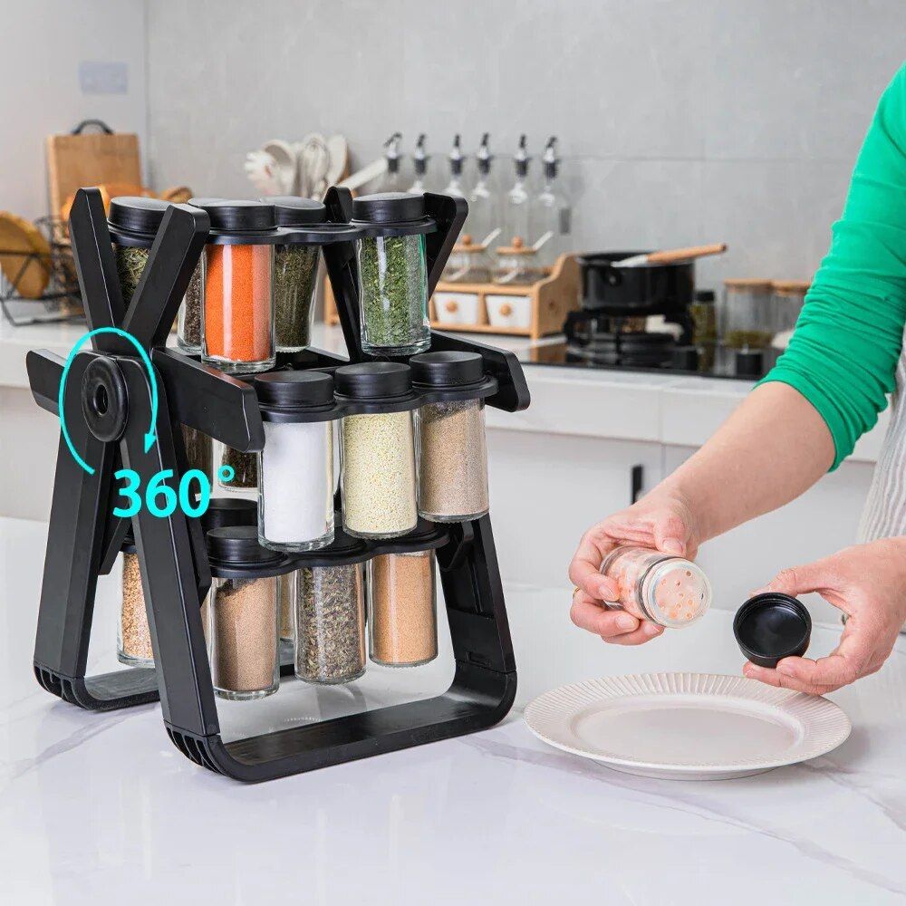 Revolutionary Ferris Wheel Spice Rack - 360° Rotating 18-Jar Kitchen Organizer