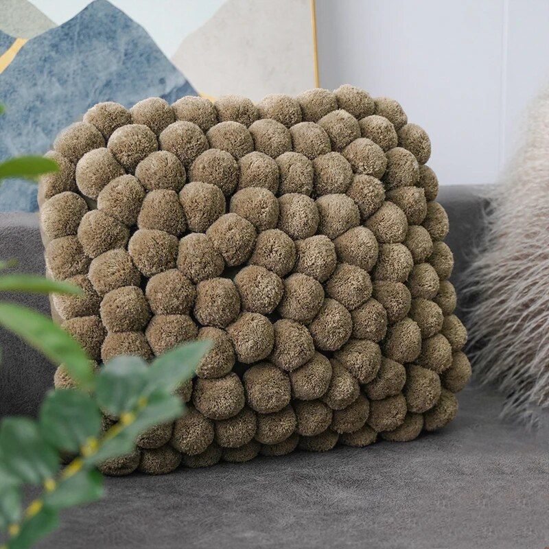 Handmade Nordic Plush Yarn Ball Pillowcase