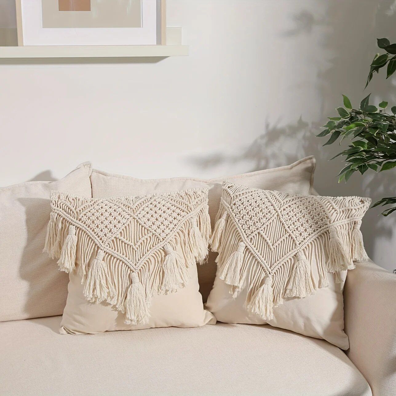 Bohemian Tassel Throw Pillow Cover