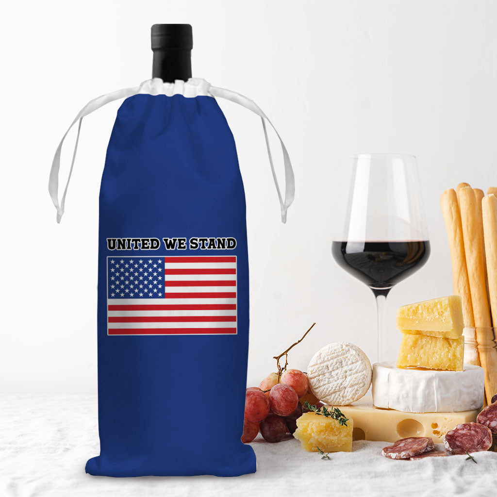 USA Flag Wine Tote Bag - Patriotic Wine Tote Bag - Trendy Wine Tote Bag