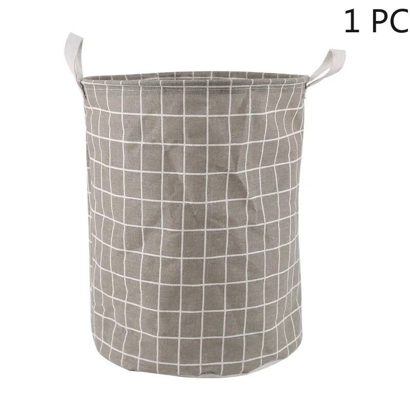 Stylish Checkered Cloth Laundry Basket