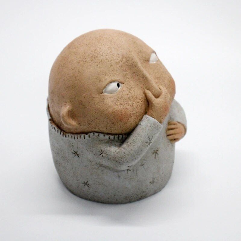 Charming Resin Boy Nose-Plugging Sculpture