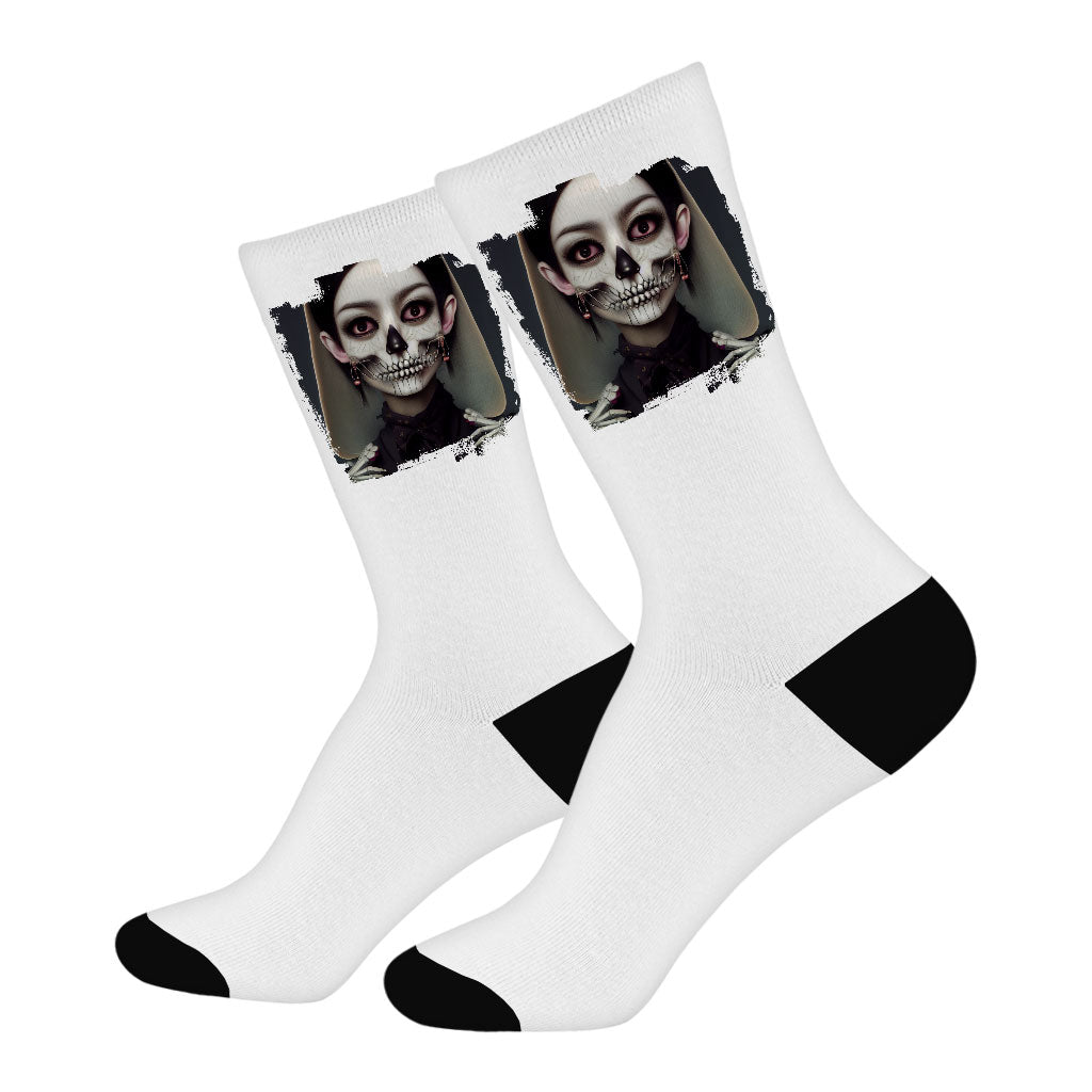 3D Skeleton Socks - Vintage Novelty Socks - Artwork Crew Socks