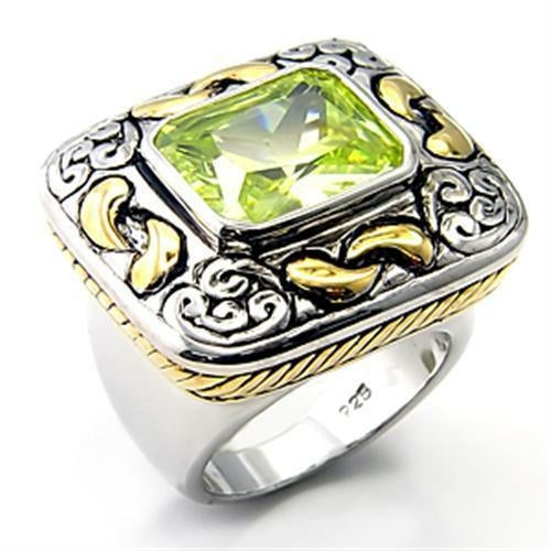 7X244 - Reverse Two-Tone 925 Sterling Silver Ring with AAA Grade CZ