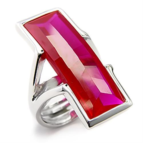 7X248 - Rhodium 925 Sterling Silver Ring with Synthetic Garnet in Ruby | Turquoise Tiger