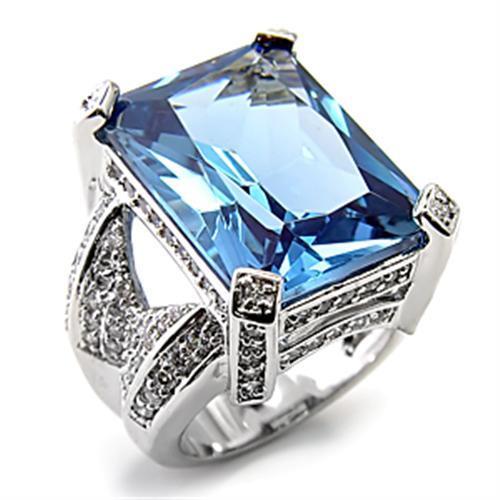 7X315 - Rhodium 925 Sterling Silver Ring with AAA Grade CZ Spinel in | Turquoise Tiger